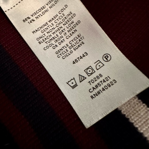 LOFT Striped Pull on Skirt, Navy Blue, Burgundy, Ivory Stripes, Size Large, NWT - Picture 5 of 11